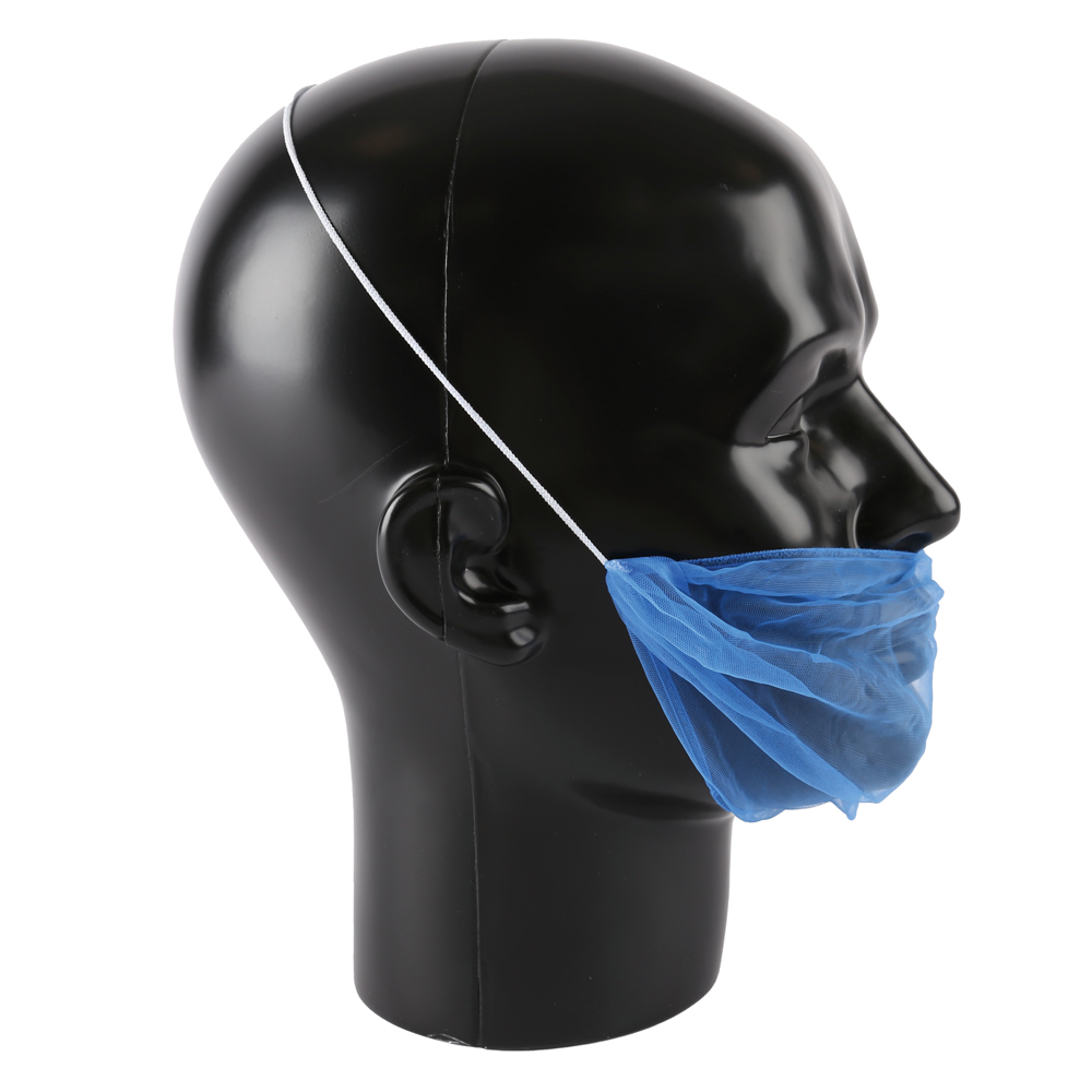 Beard cover Micromesh made of nylon in blue in the side view