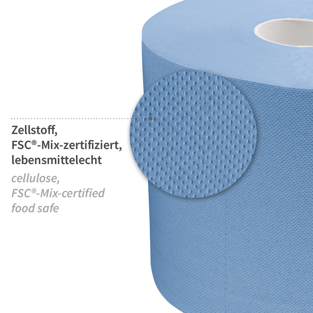 Putzpapiere Allfood, 2-lagig | Zellulose, FSC®-Mix, blau Putzpapiere Allfood 2-lagig als Zellulose FSC®-Mix in blau