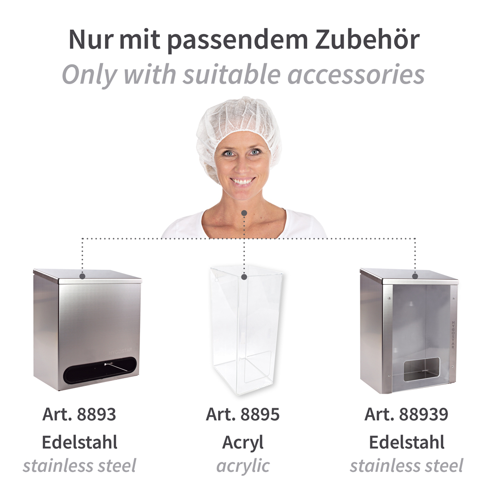 Baretthauben | Viskose, perforiert, passendes Zubehör Baretthauben aus Viskose, perforiert mit passendem Zubehör