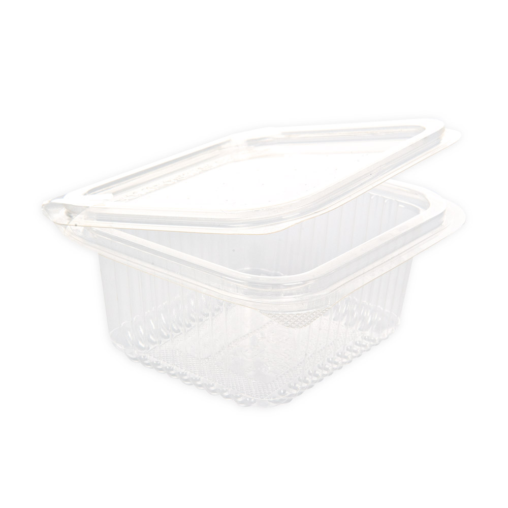 Organic salad bowls with hinged lid, rectangular | PLA