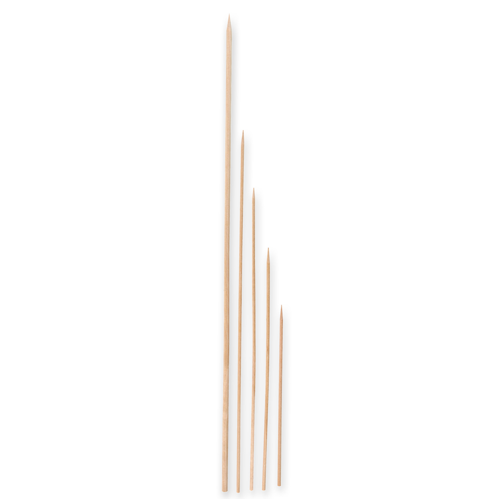 Wooden skewers with long tip out of birch wood 