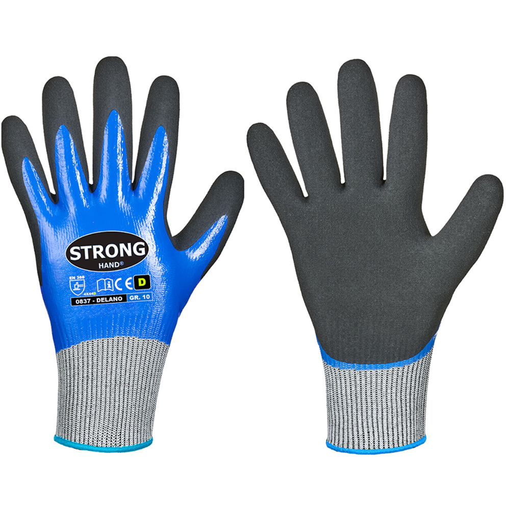 Stronghand® Delano 0837, cut protection gloves, front and back view