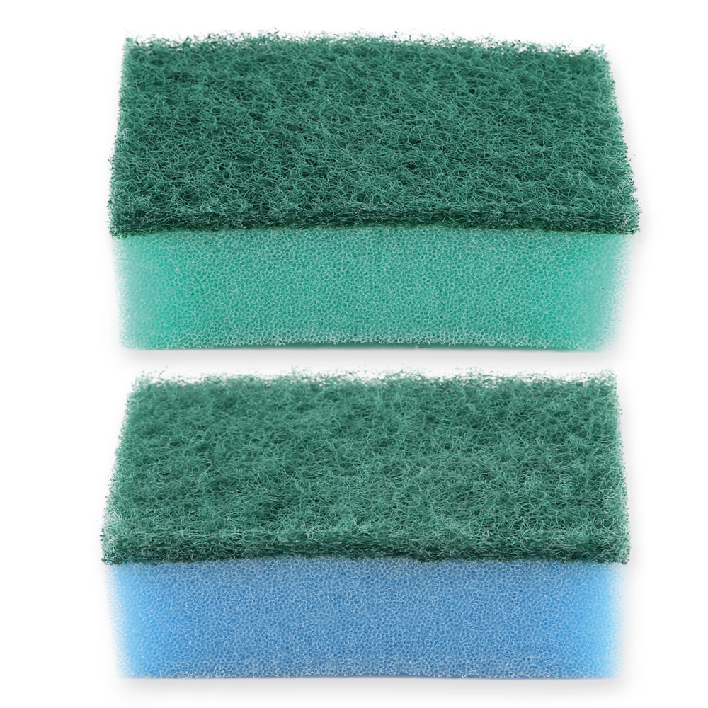 Sponges for pots Colour-set made of foam/hard fleece, green and blue