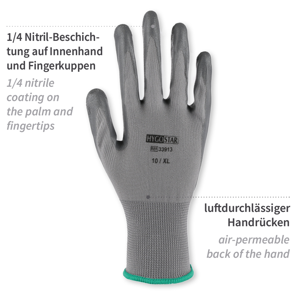 Fine knit gloves Craft with nitrile coating, properties
