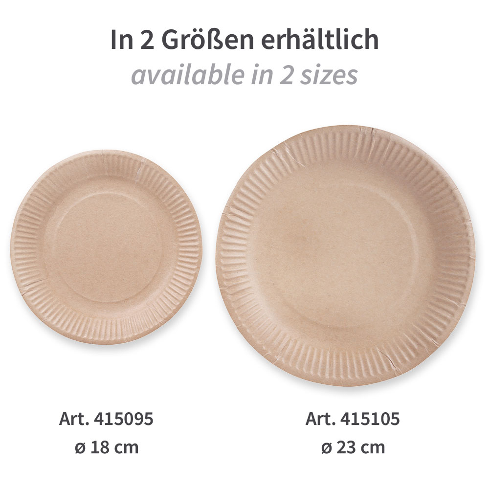 Pappteller rund aus Kraftpapier, FSC®-zertifiziert, Varianten
