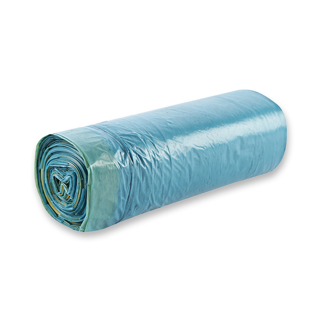 Müllbeutel mit Zugband Eco, 60 l aus LDPE auf Rolle in blau