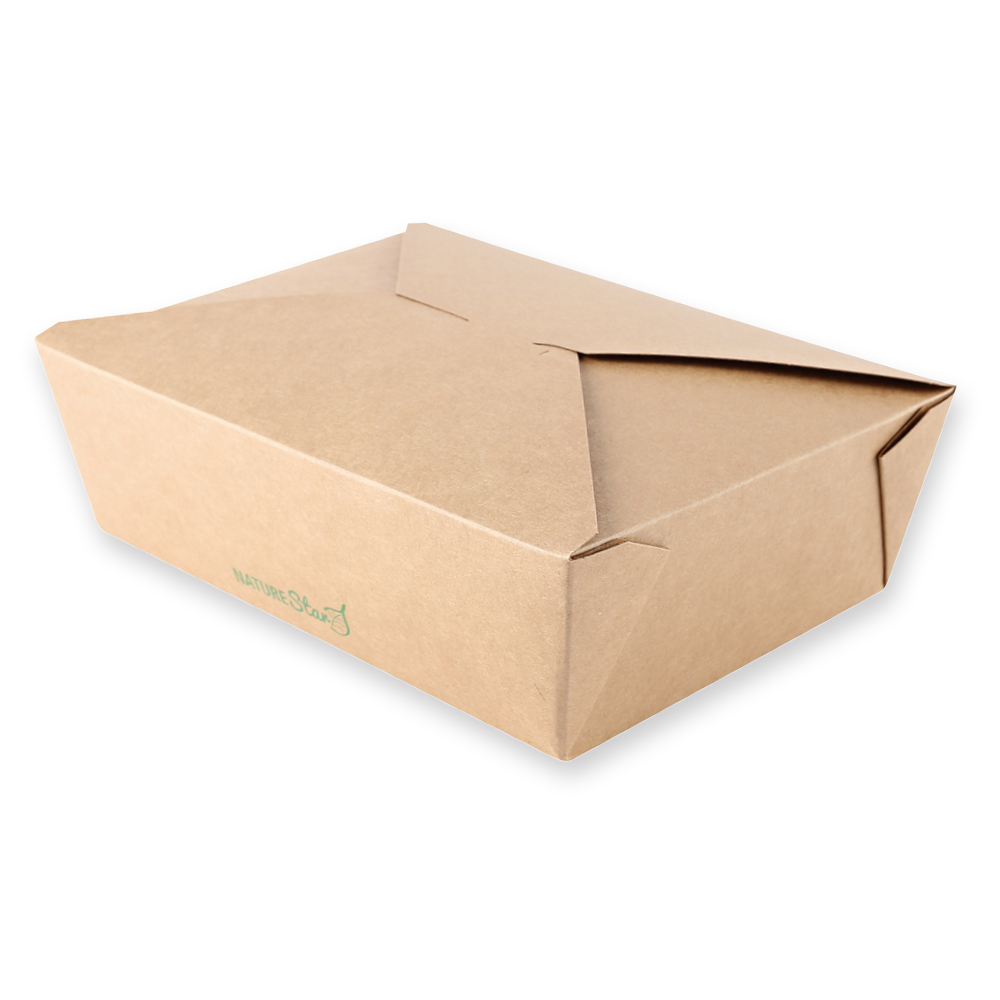 Organic food boxes Menu made of kraft paper/PE, FSC®-mix, lid closed, biggest size