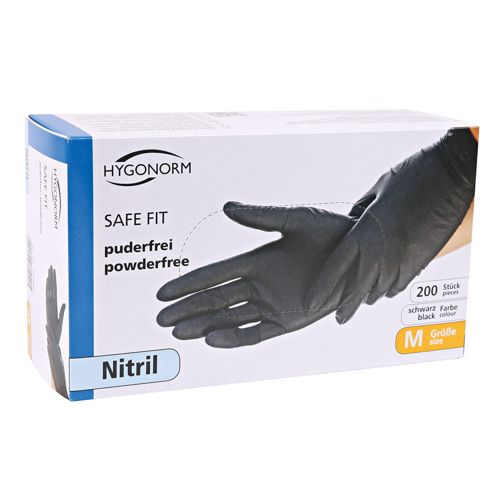 Nitrile gloves Safe Fit powder-free in black in the dispenser box