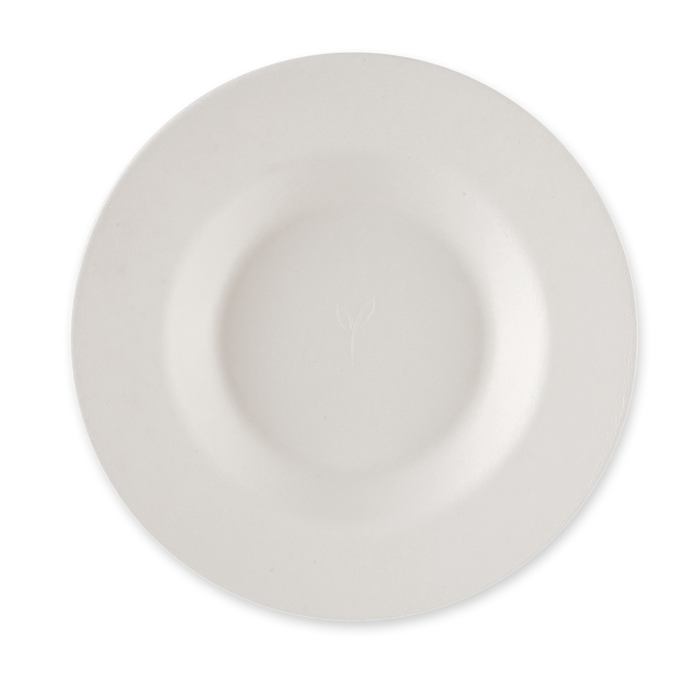 Biodegradable soup plate "Gourmet" made of sugarcane in white