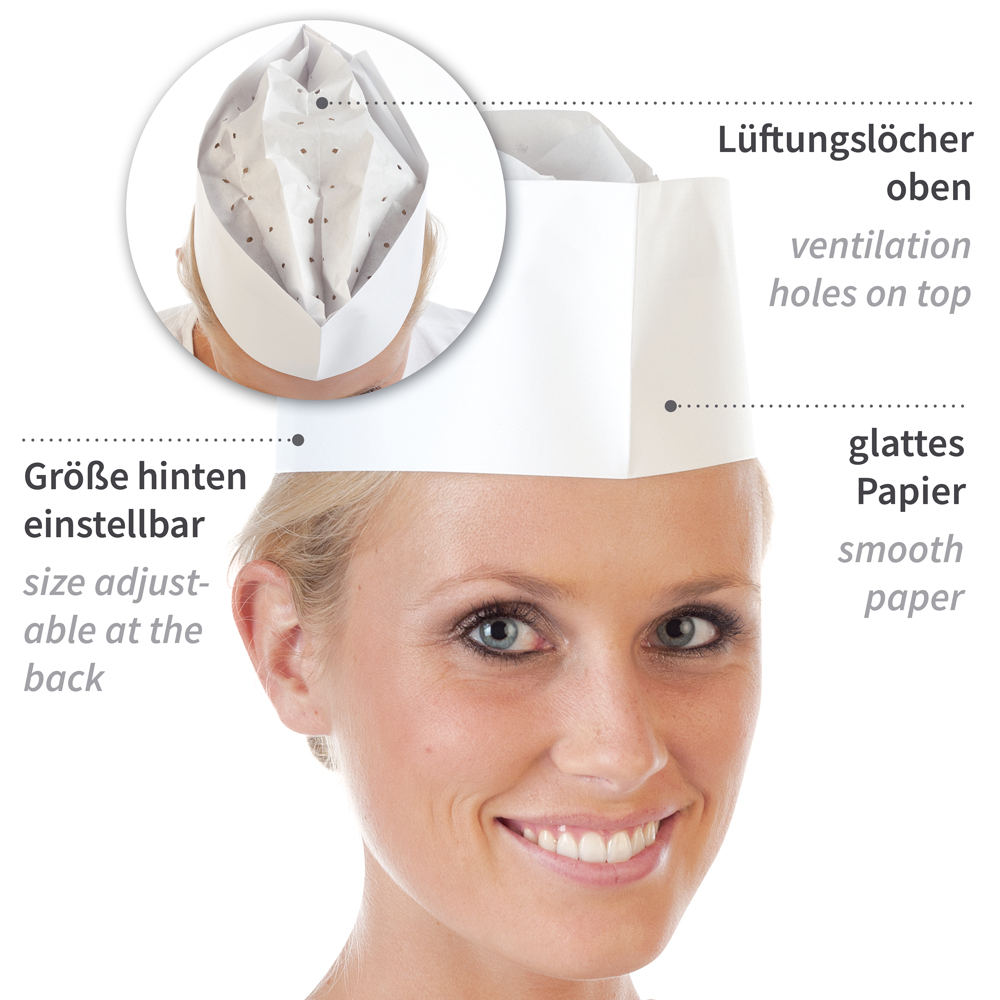 Forage hats Service made of paper in white with explanation