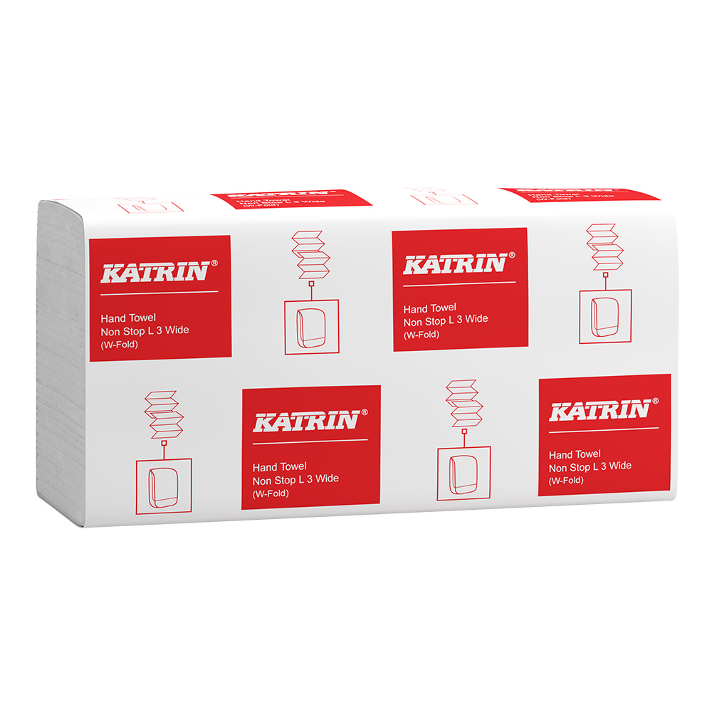 KATRIN paper towels Non Stop L3 Wide, W-fold, 3-ply, Handy Pack in the angled view