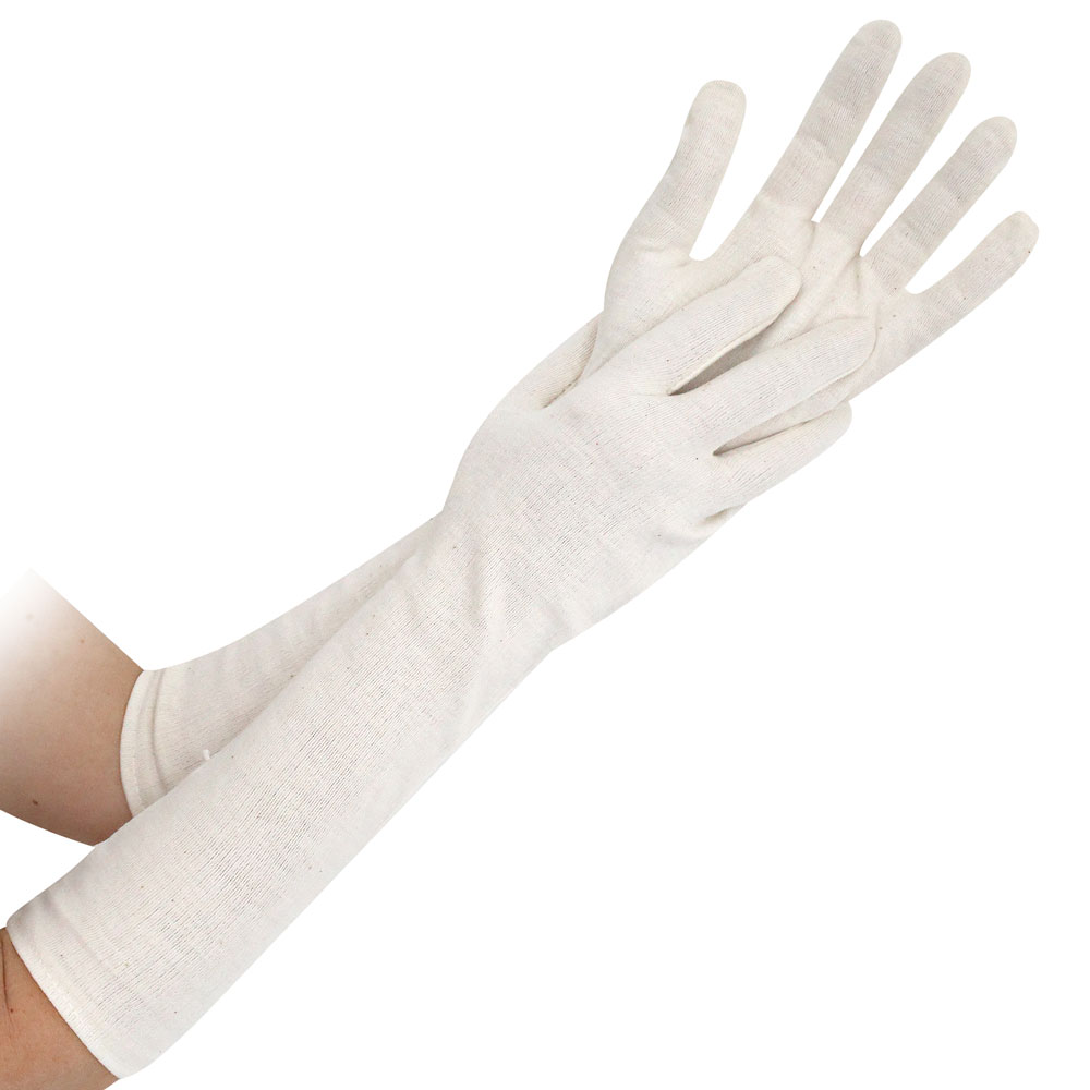 Cotton gloves Nature Extra Long in nature
