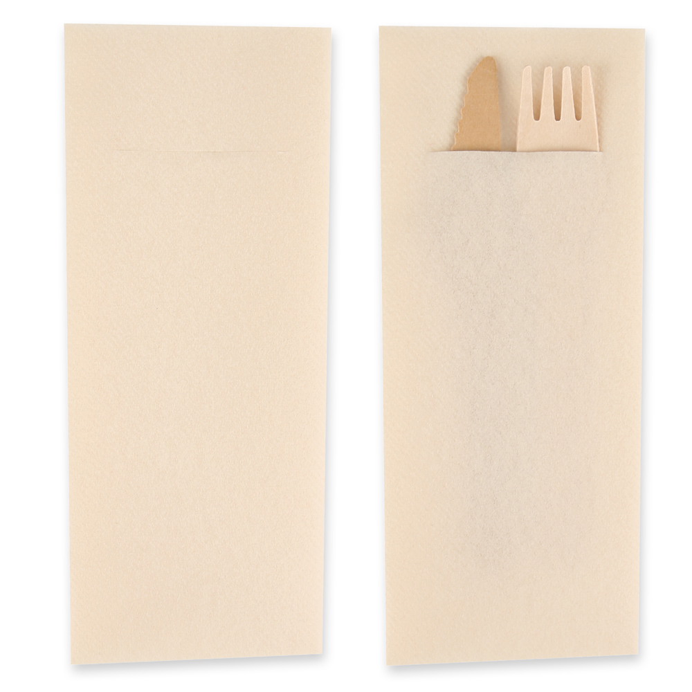 Cutlery napkins, 40x33cm, 1-ply with 1/8 fold, airlaid, FSC®-mix, cream