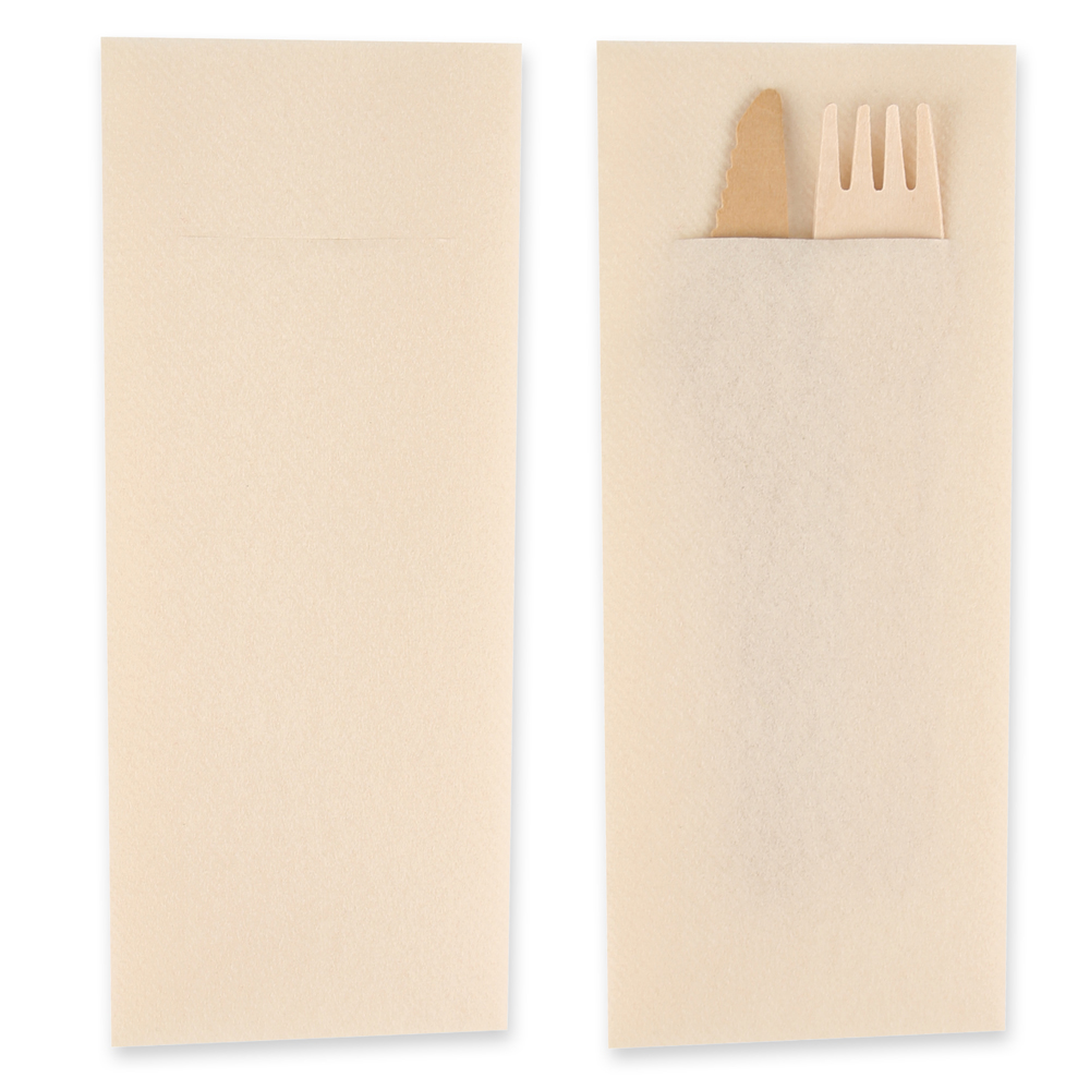 Besteckservietten, 40x33cm, 1-lagig mit 1/8 Falz, Airlaid, FSC®-Mix, creme