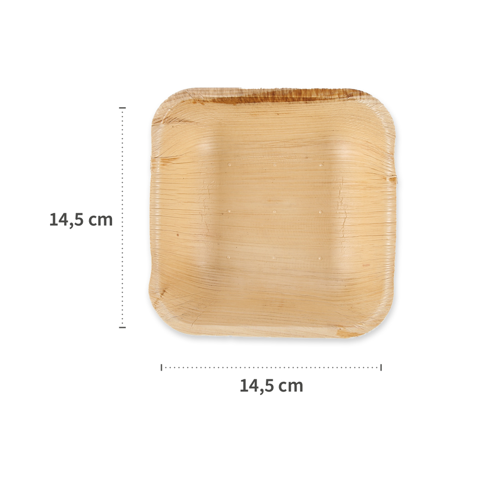 Schalen quadratisch | Palmblatt, 350ml, glatte Unterseite Schalen quadratisch aus Palmblatt 350ml mit glatter Unterseite