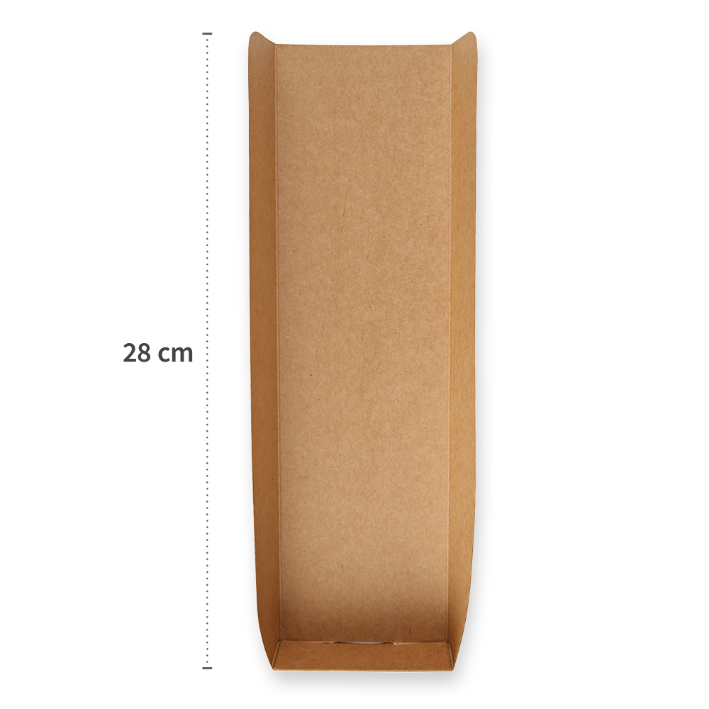 Organic hot dog trays made of kraft paper/PE, FSC®-Mix with 28cm in the top view