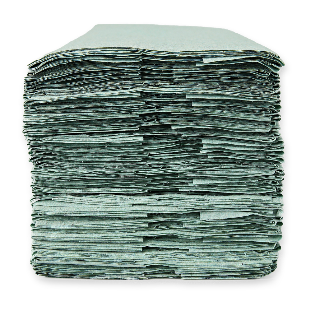 Papierhandtücher, 1-lagig aus Recyclingpapier, C-Falzung, Seitenansicht