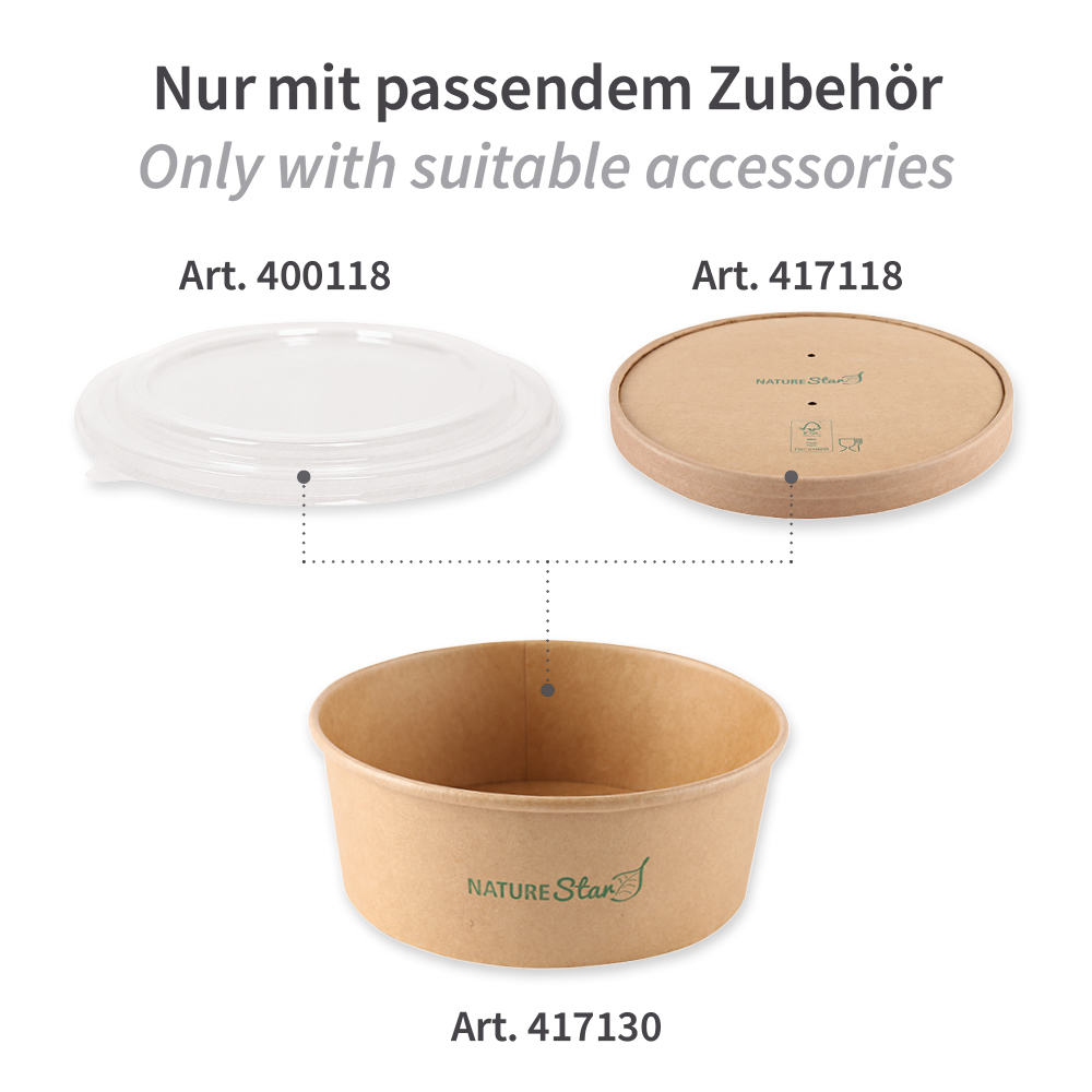 Bio Salatschalen Caesar | Kraftpapier/PE, FSC®-Mix, passendes Zubehör, 1300ml Bio Salatschalen Caesar aus Kraftpapier/PE, FSC®-Mix, passendes Zubehör, 1300ml