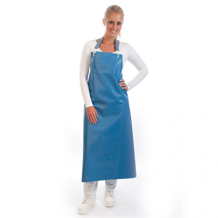 Rubber apron "Strong Rubber" in blue in the front view