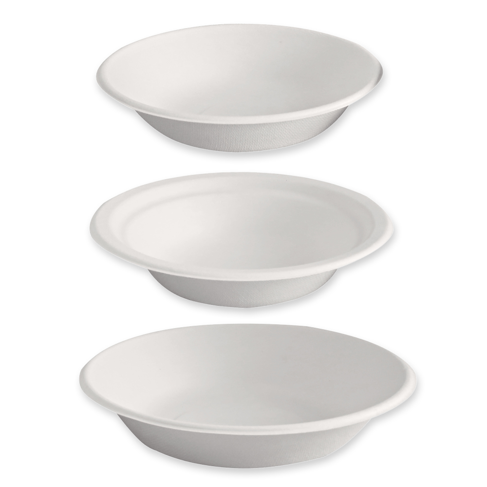 Organic bowls flat, round made of bagasse, preview image