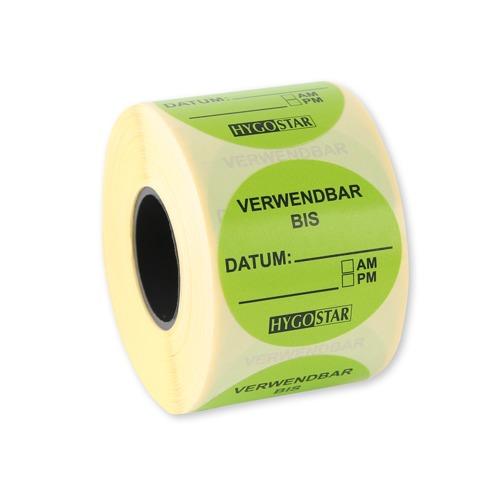 Labels Verwendbar bis, deductible made of paper on roll