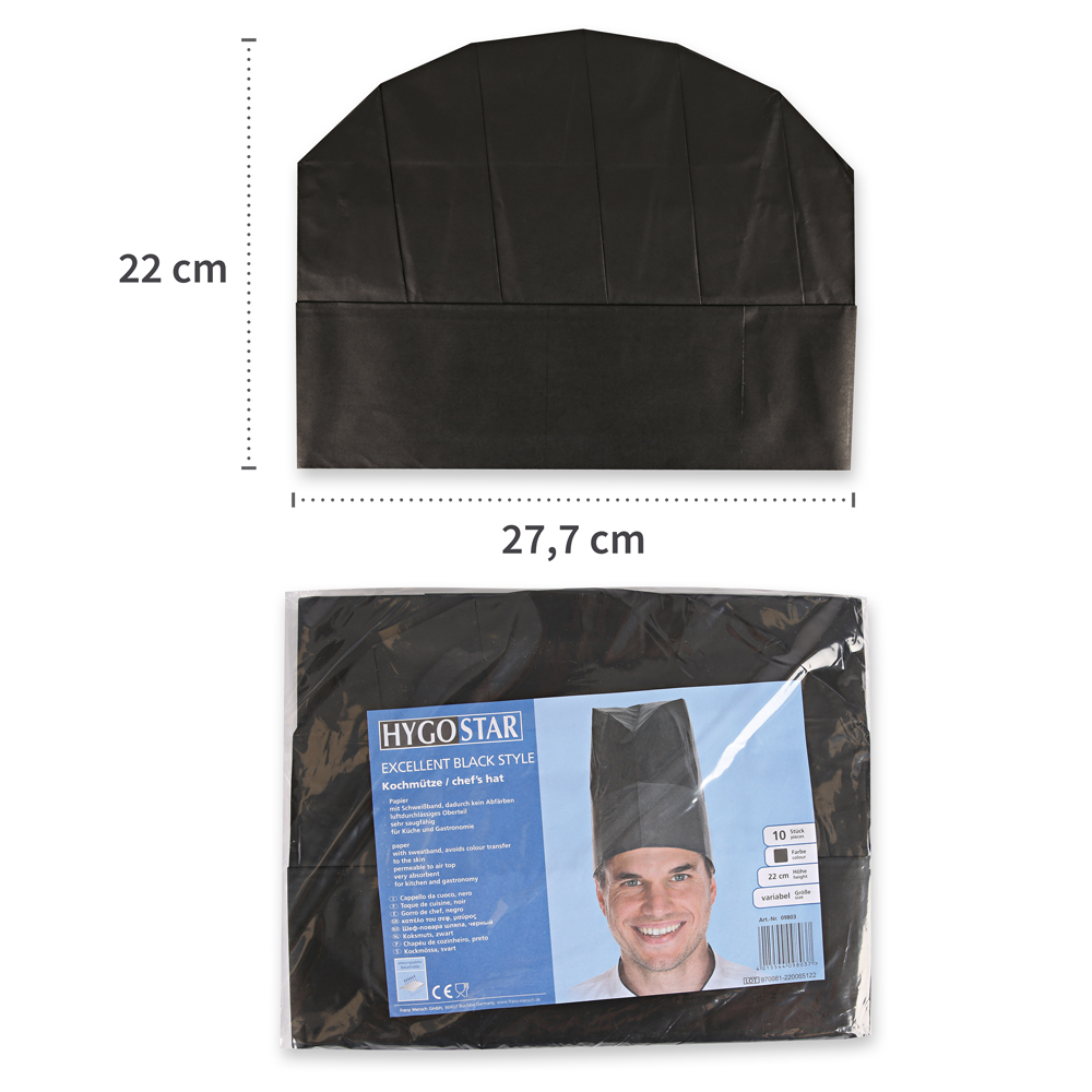 Kochmützen Excellent | Papier, Maße Kochmützen Excellent aus Papier mit Maße