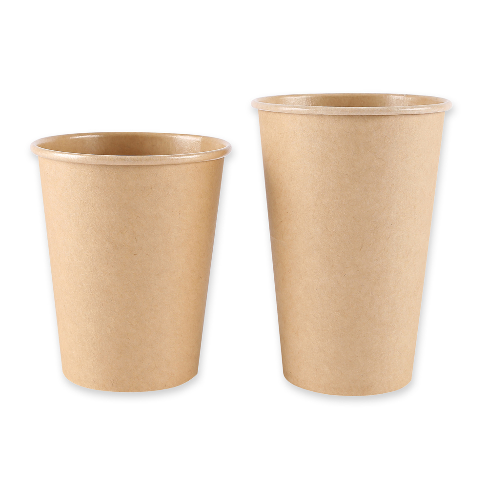 Organic coffee cups Kraft made of kraft paper/PLA in the FSC®-mix with both sizes