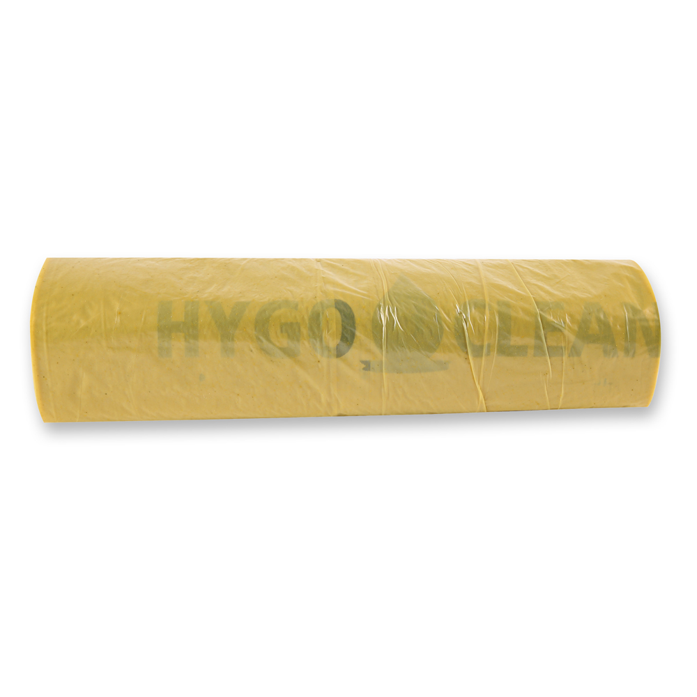Waste bags Eco, 120 l made of LDPE on roll in yellow in the front view