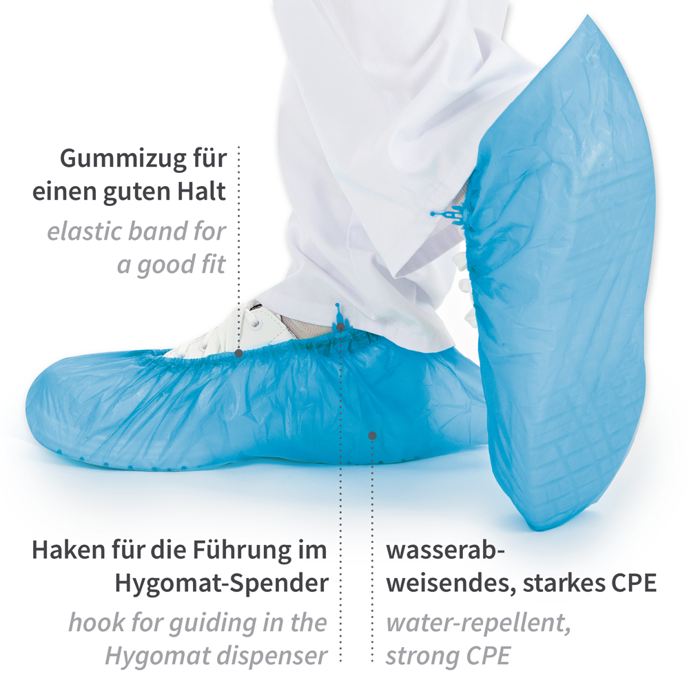Overshoes for Hygomat from CPE with description in blue 