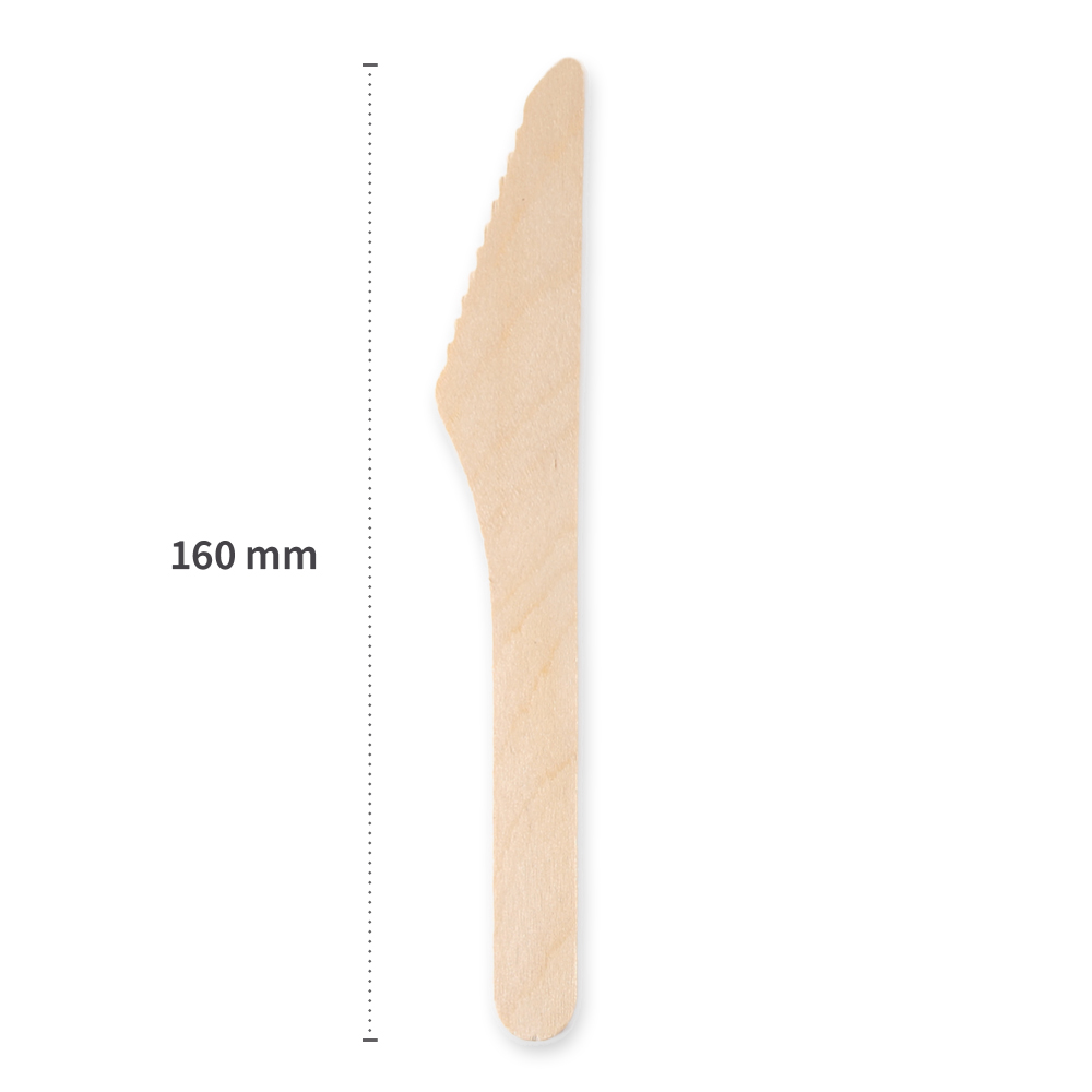 Biodegradable knife made of birch wood, length