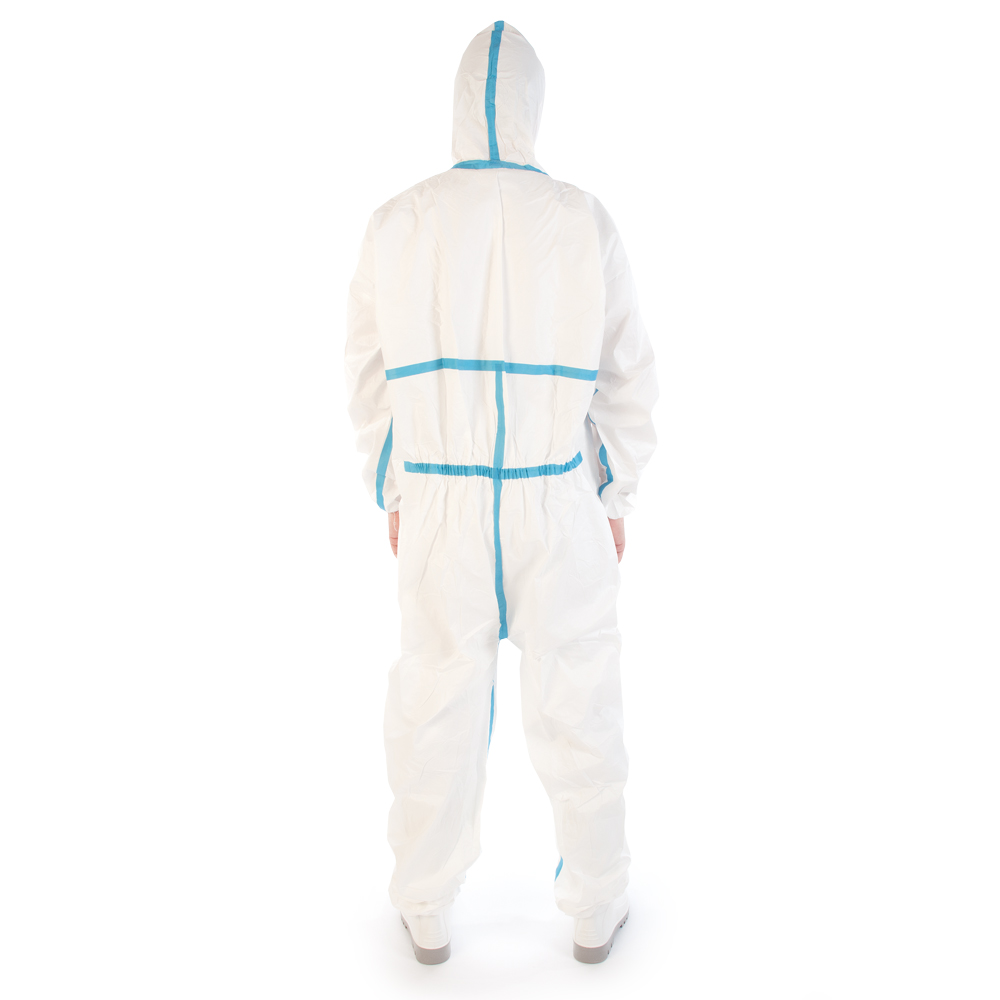 Coveralls Type 4B+5B+6B made of Microporous in white in the back view