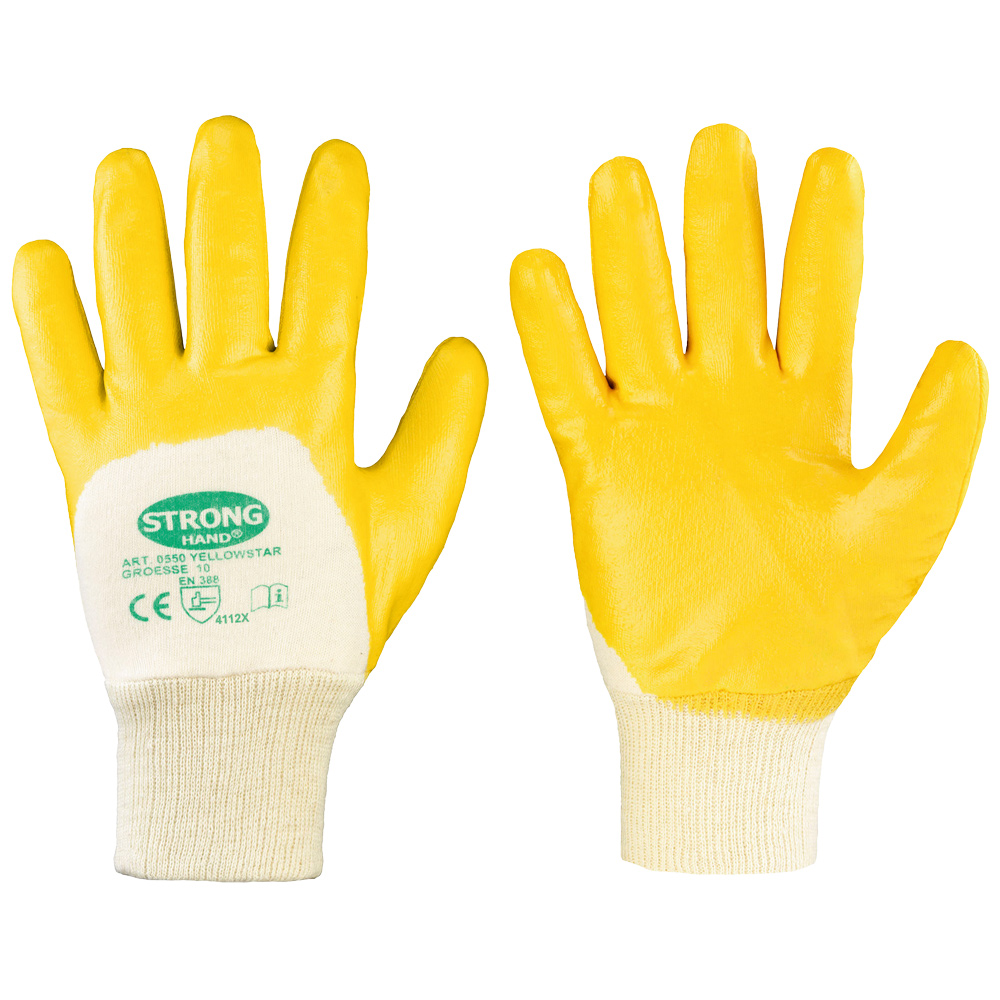 Stronghand® Yellowstar 0550 working gloves from the back side, front side