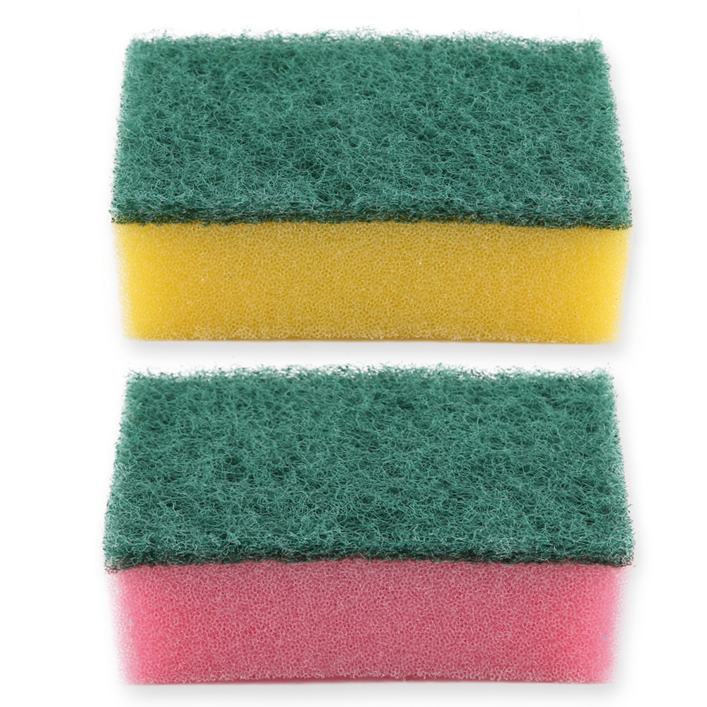Sponges for pots Colour-set made of foam/hard fleece, yellow and pink