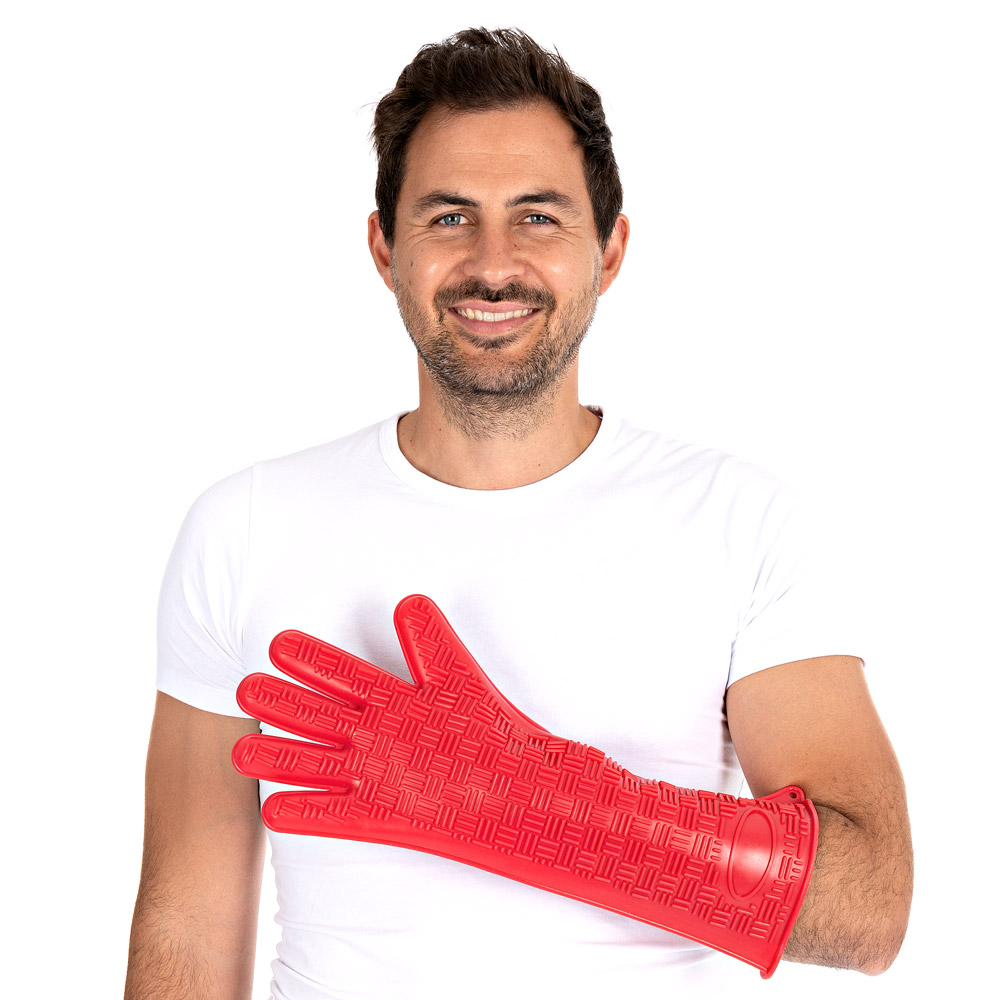 Oven gloves Heatblocker made of silicone with a cuff of 43cm in the front view