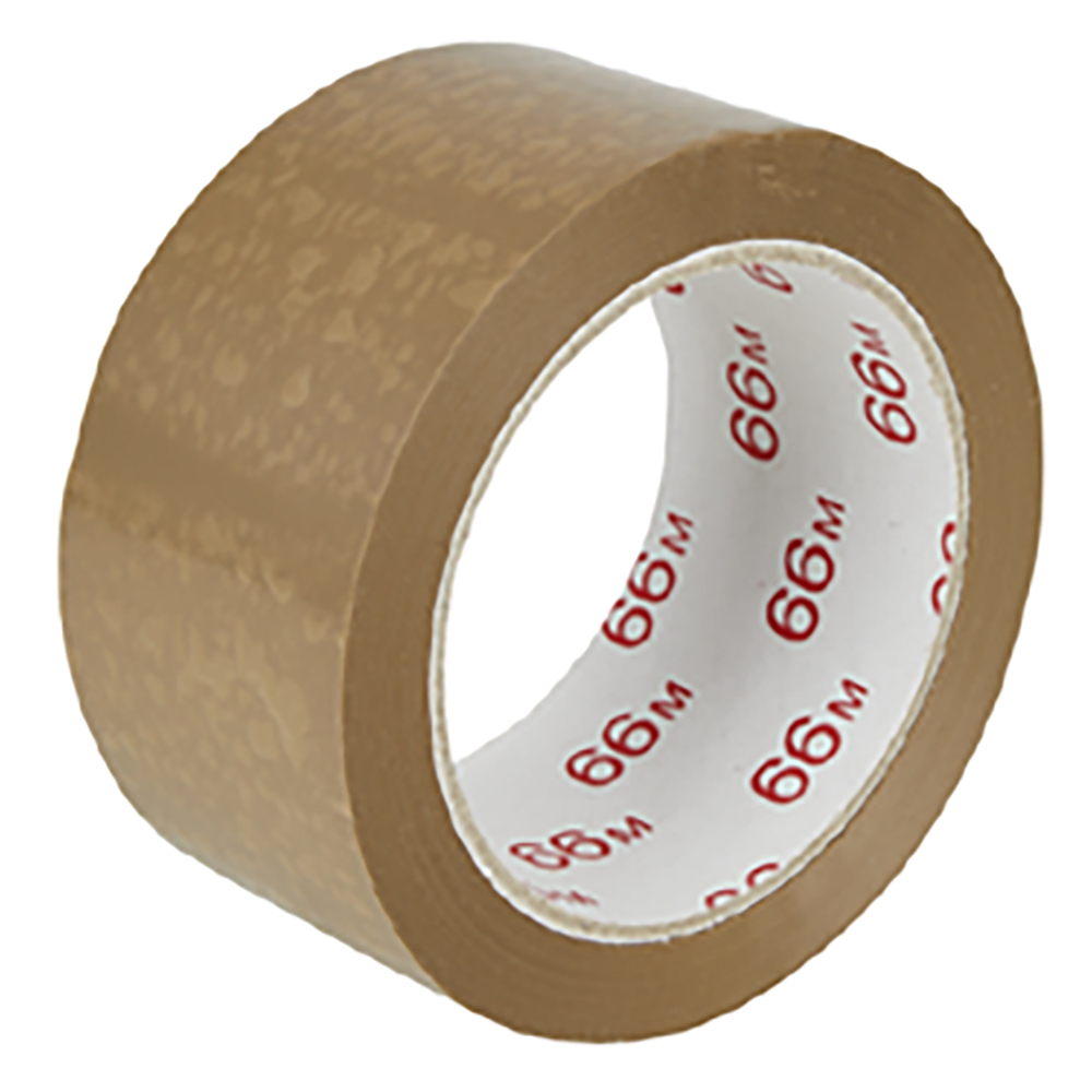 Packaging tape with natural rubber adhesive, low-noise made of PVC in brown