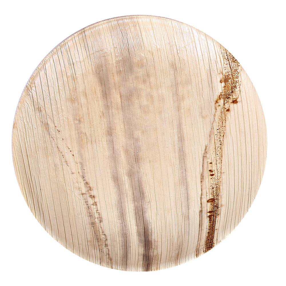 Biodegradable plate round made of palm leaf with 25cm diameter