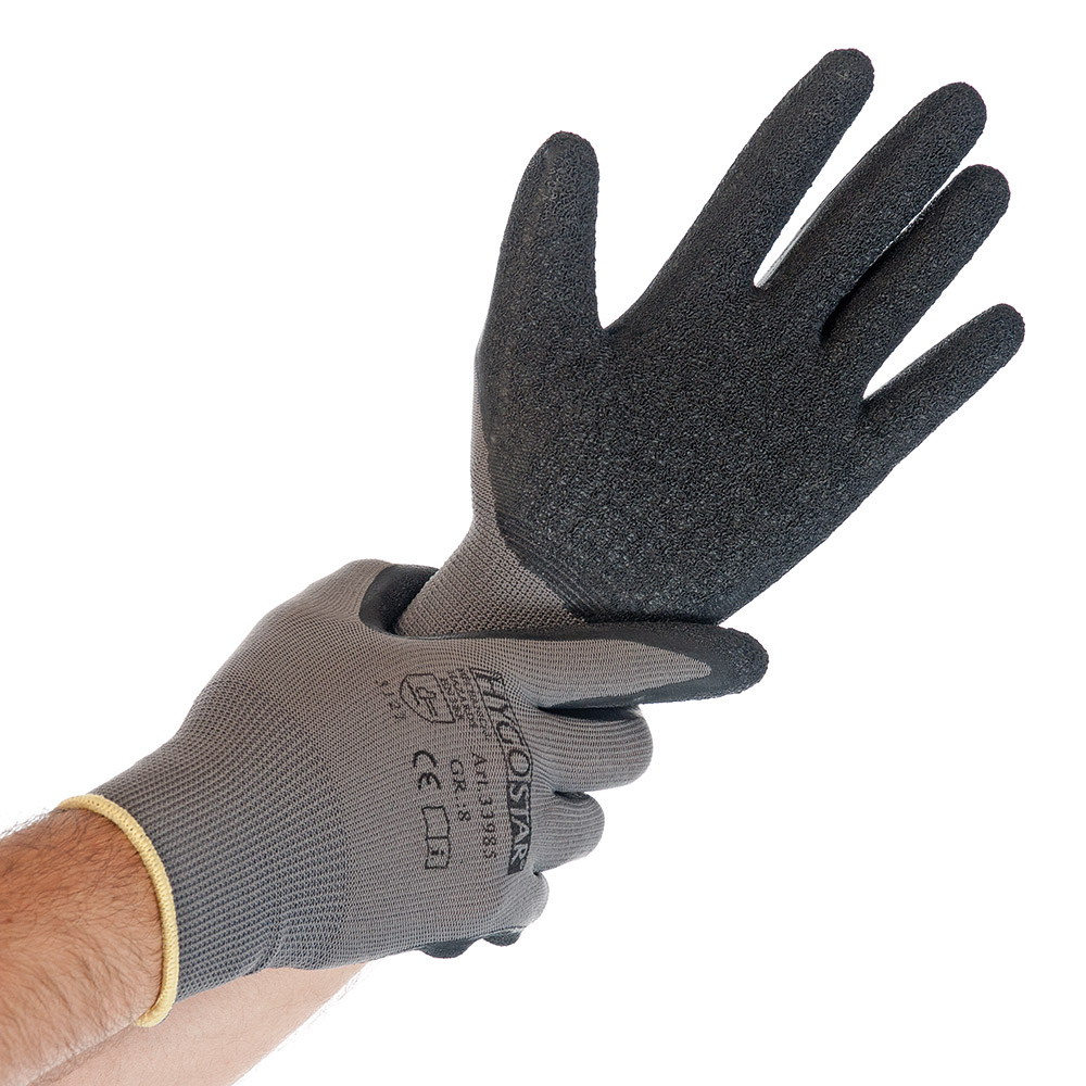 Fine knit gloves Skill with latex coating 