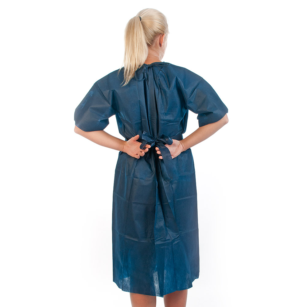Patientenkittel | PP, blau, Rückansicht Patientenkittel aus PP in blau in der Rückansicht
