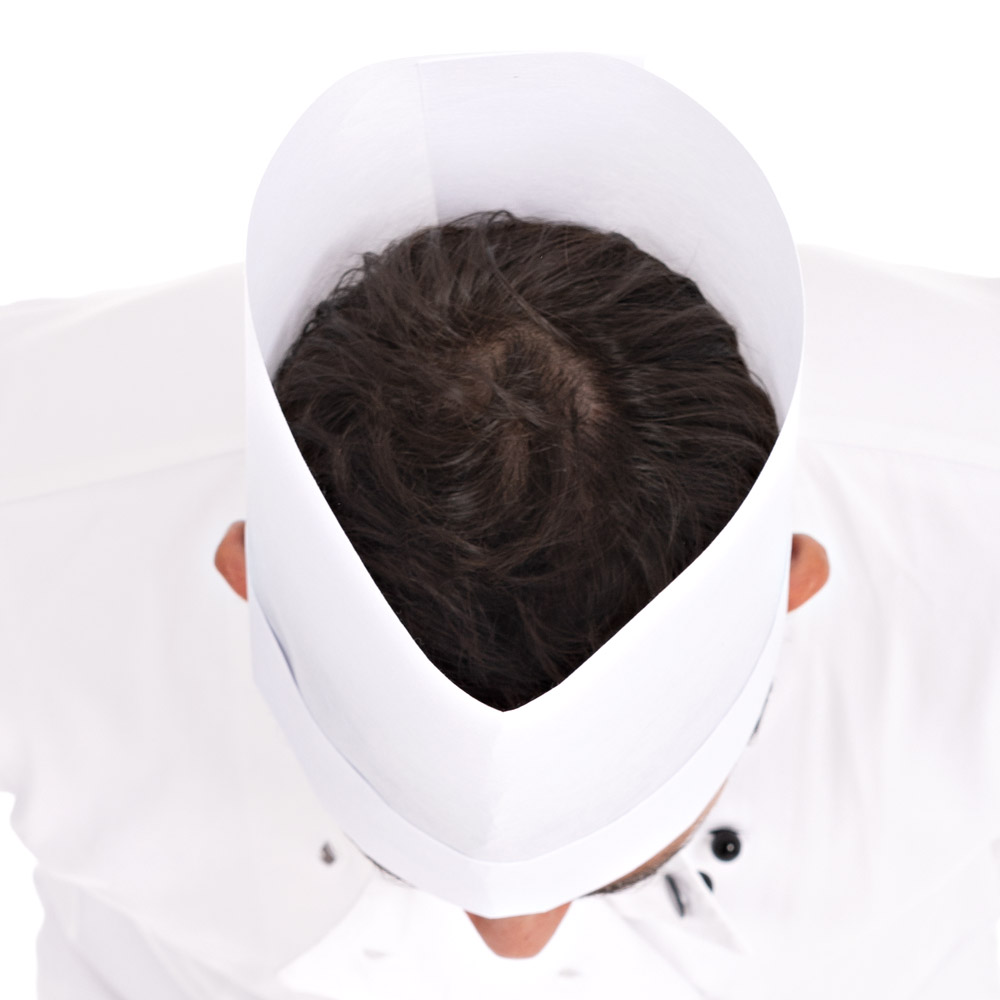 Europa chef's hat Extra made of viscose exposed in white without pleat shading in the top view