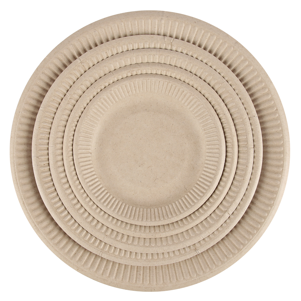 Organic snack plates, round made of bagasse, variants, nature