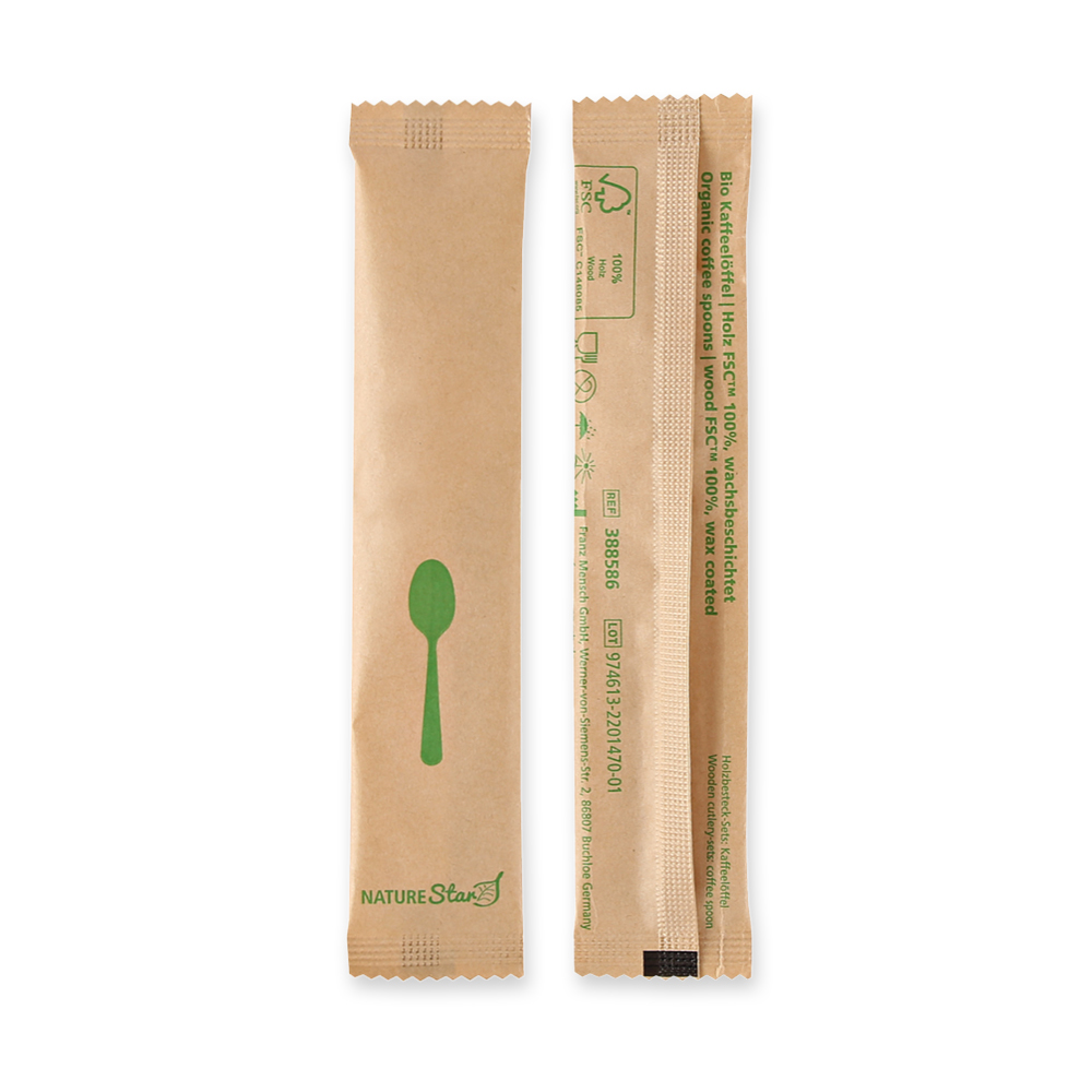 Organic coffee spoons made of wood FSC® 100%, wax coated, inner packaging