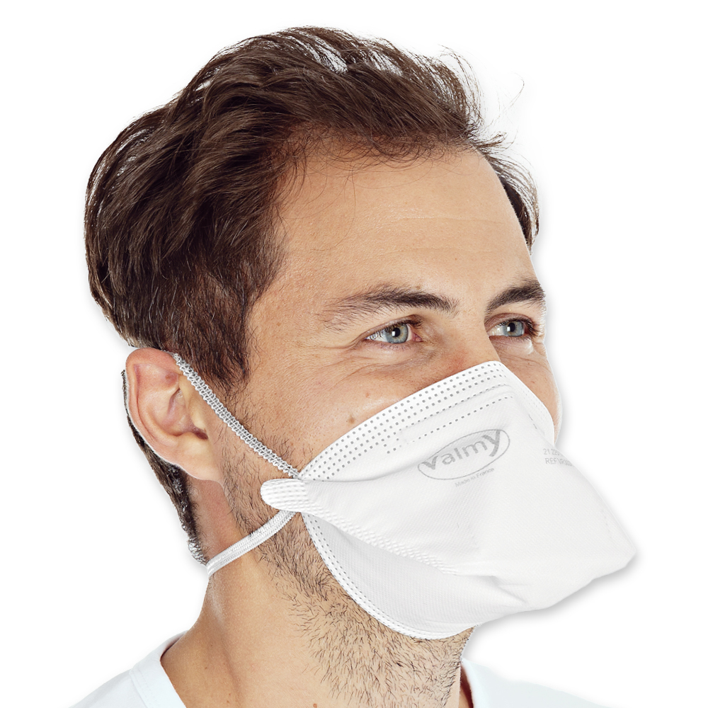 Atemschutzmasken FFP3 NR, horizontal faltbar aus PP, Schrägansicht 