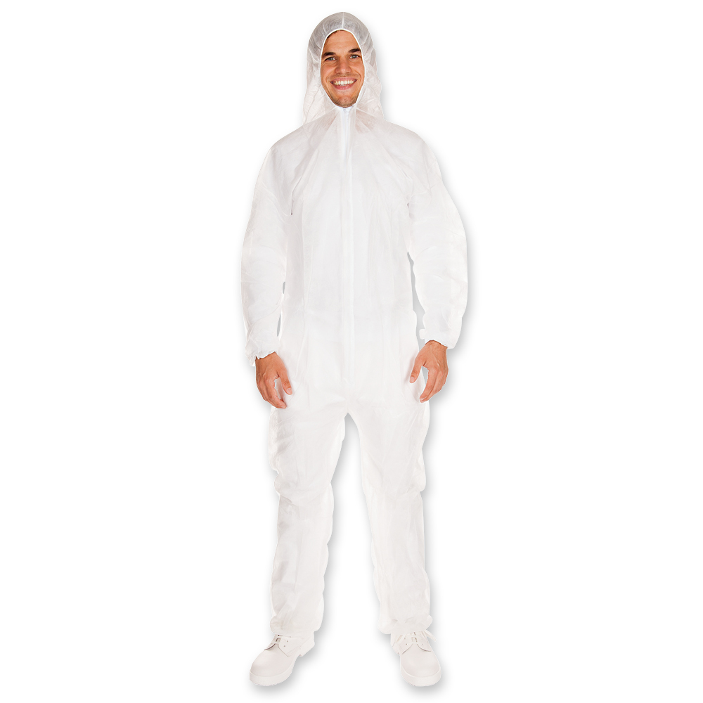 Overalls mit Kapuze aus PP in weiß