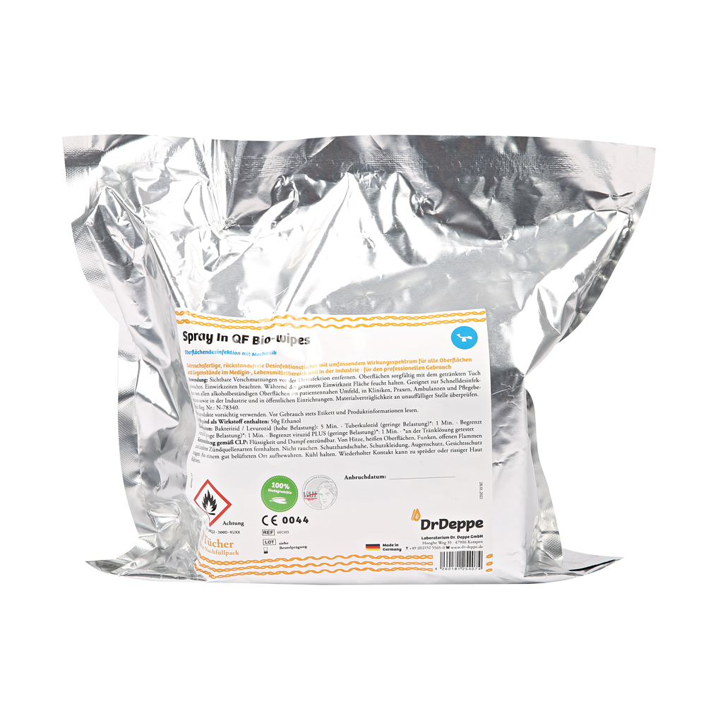 Surface disinfection wipe SprayIn QF made of cellulose in the refill pack
