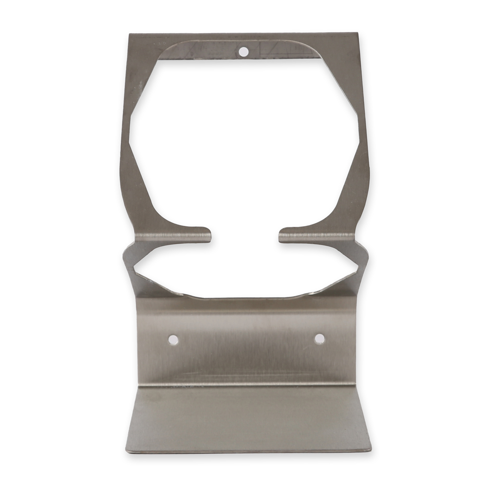 Wall holder for disinfectant wipes dispensers | stainless steel, front view Wall holder for disinfectant wipes dispensers made of stainless steel in the front view