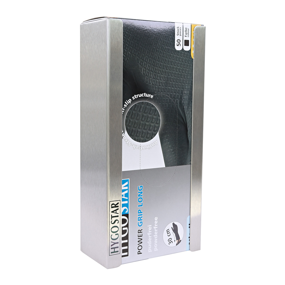 Glove dispenser Power Grip Long made of stainless steel with 27cm width for one glove box