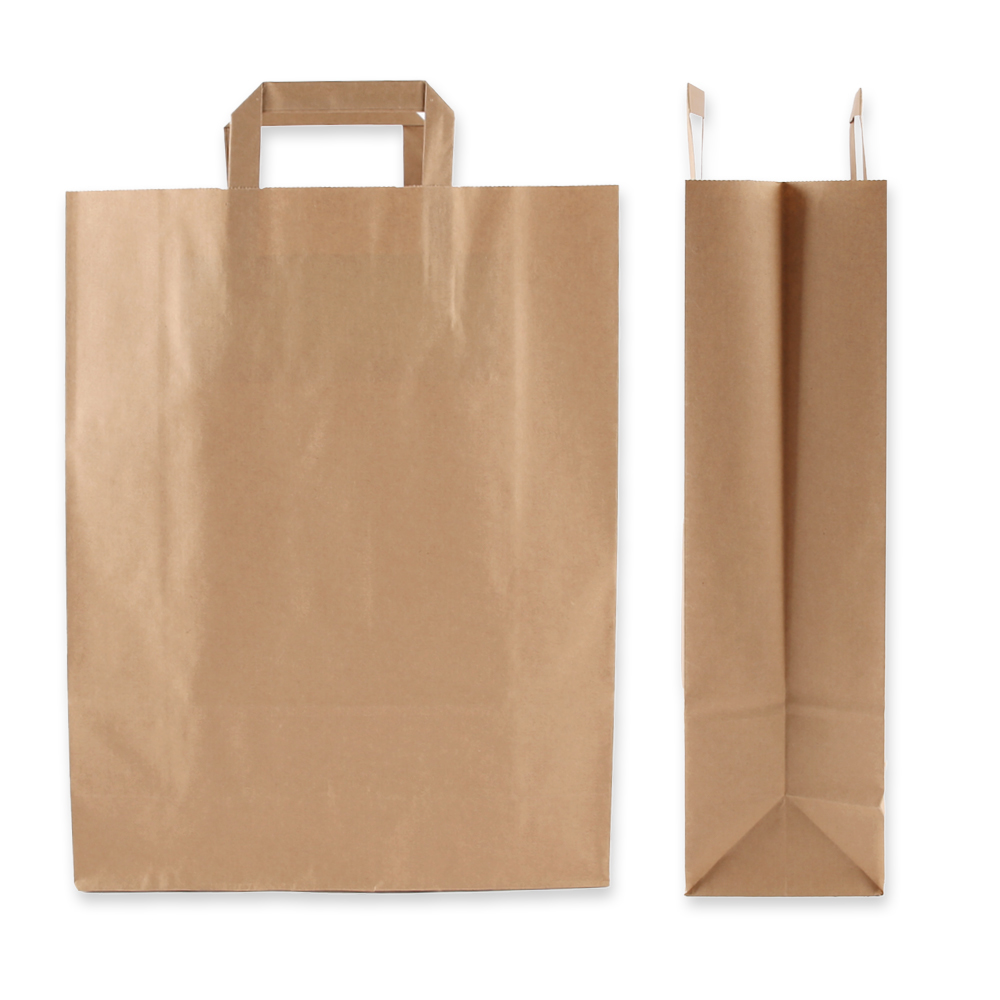 Paper carrying bag "Strong" made of paper, in front & side view, 32cm x 12cm x 40cm