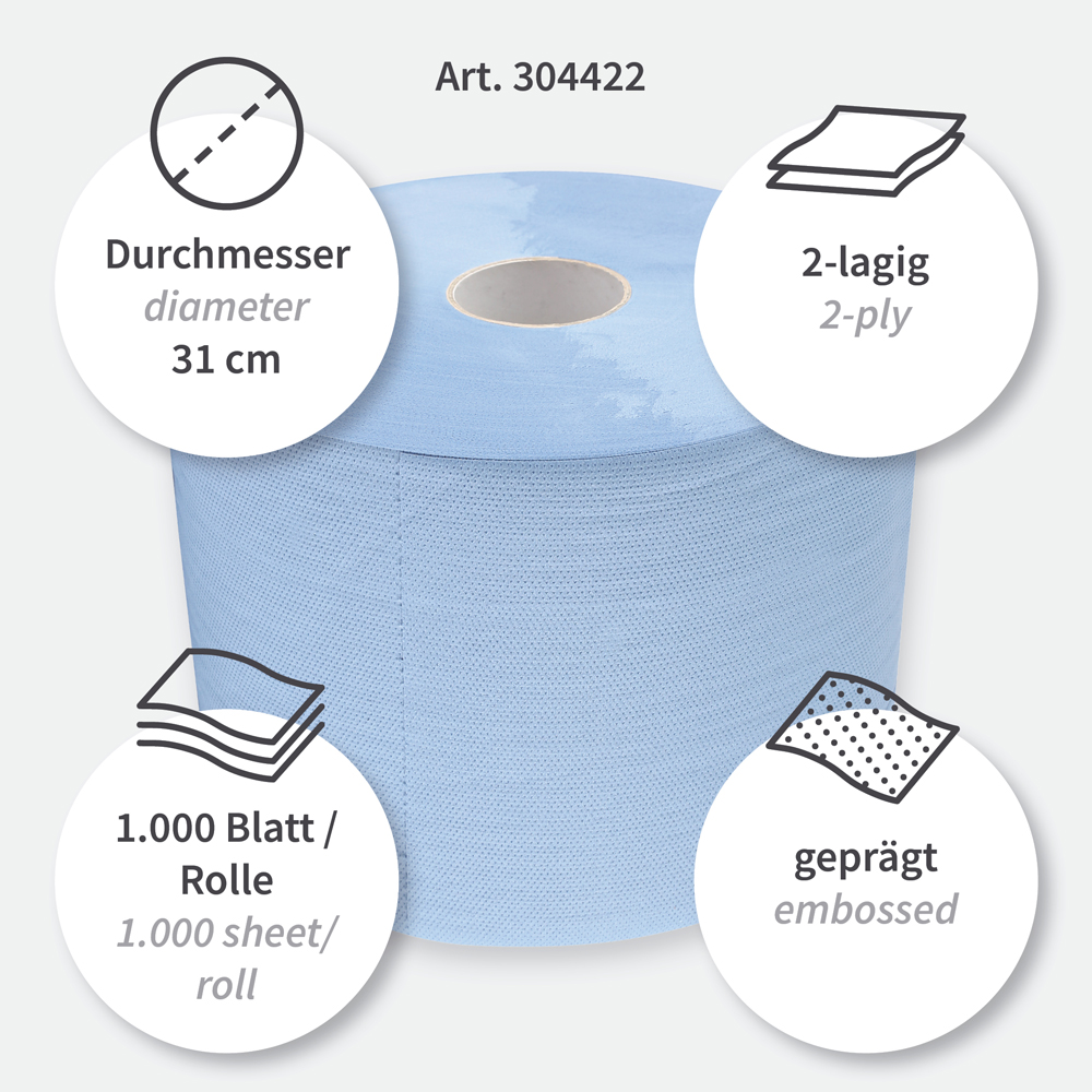 Cleaning papers Allfood, 2-ply made of cellulose mix, features