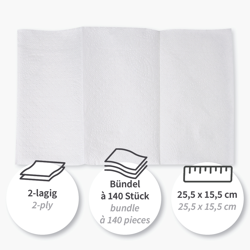 Dispenser napkins made of cellulose with properties