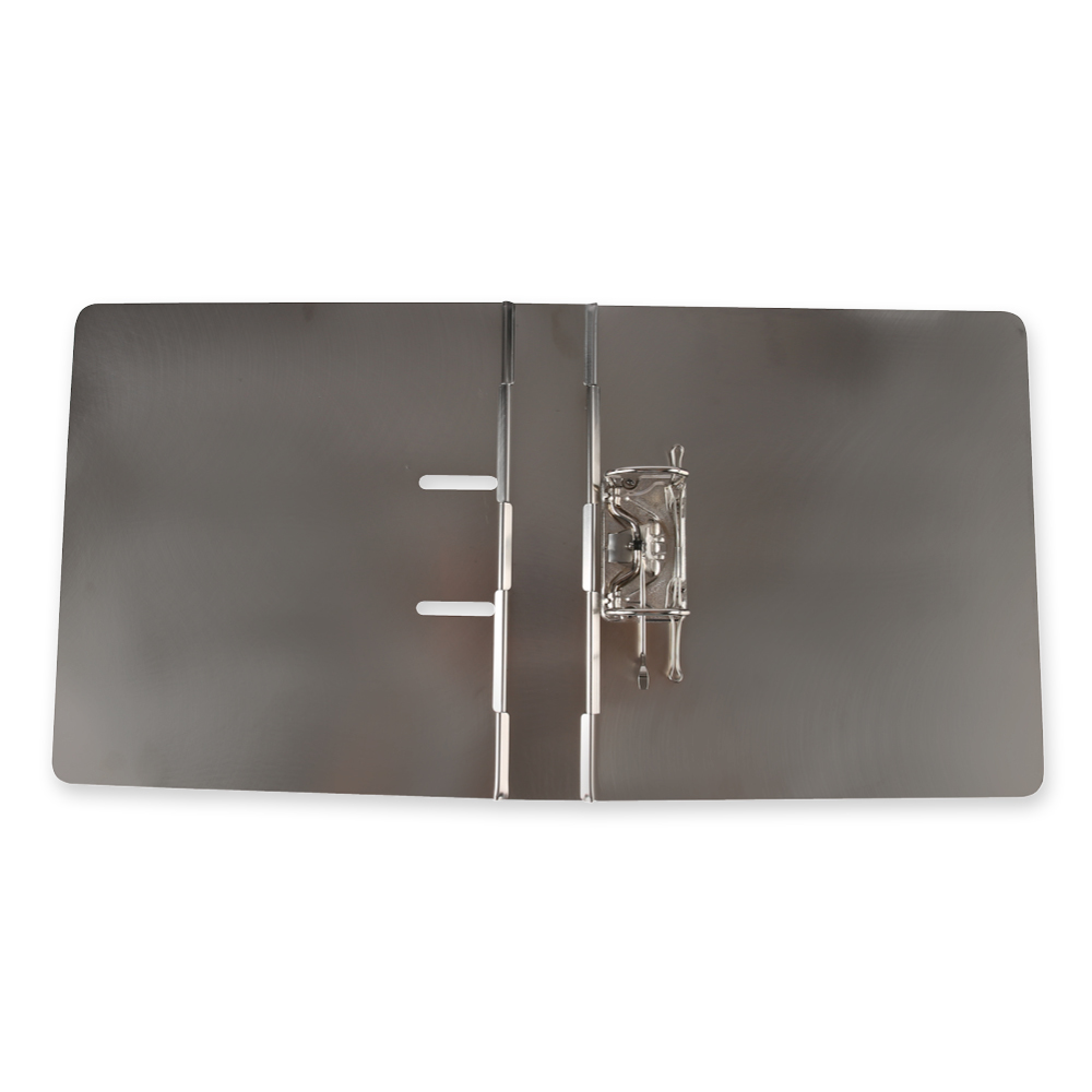 Folder made of stainless steel, detectable, open